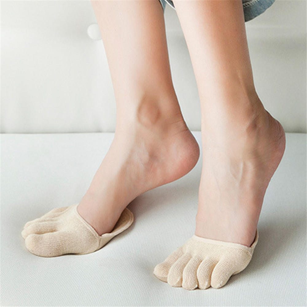 Women Summer Breathable High-heeled Invisible Shallow Socks Non-slip Toe Sock