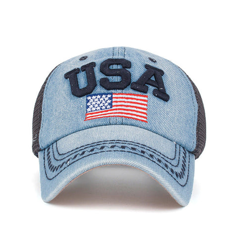 Unisex Vintage Patriotic Baseball Cap Stylish Distressed American Flag Hat