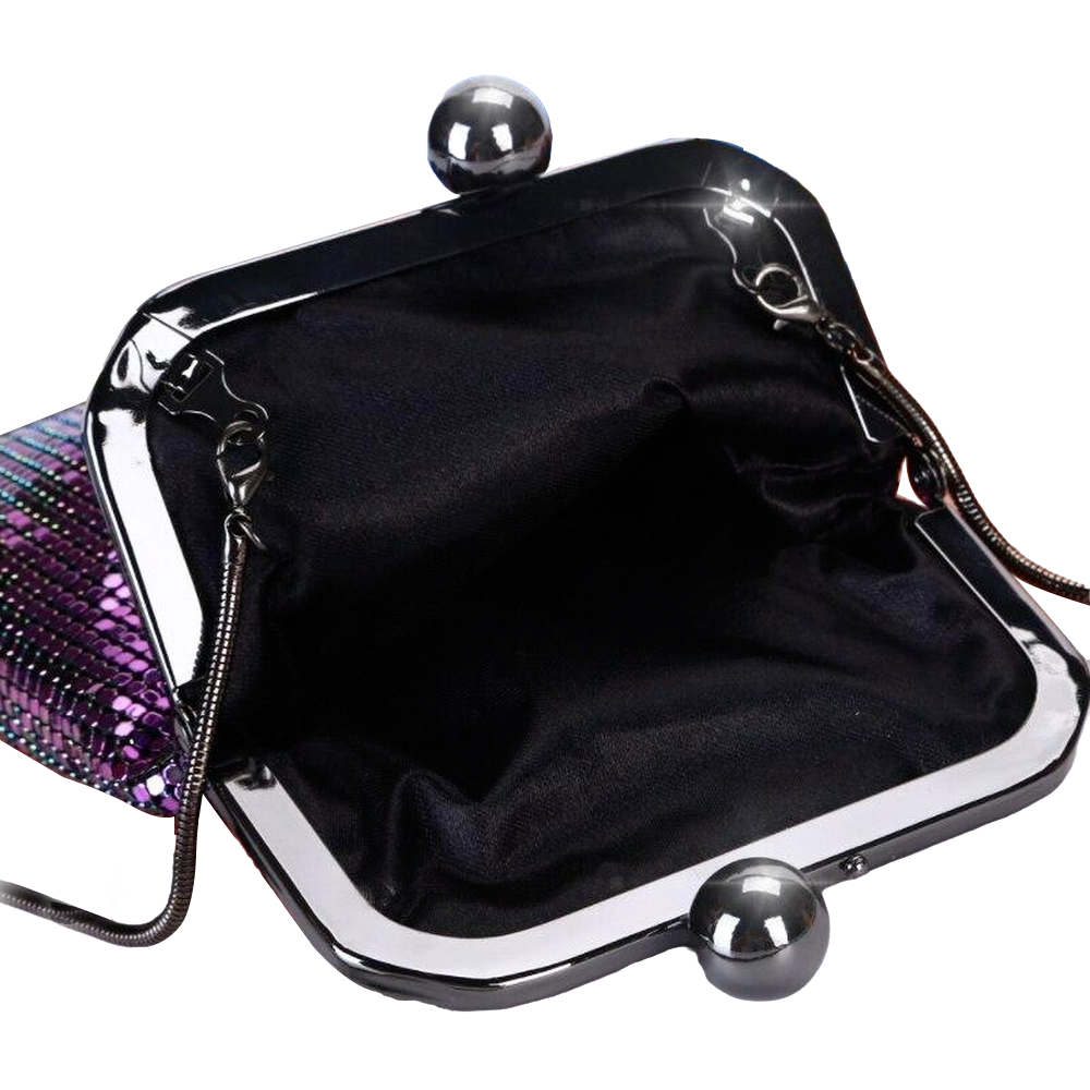 Iridescence Aluminium Women Evening Bags Lady Wedding Party Shoulder Bags Phone Bag For Gift Party Clutch Chain Bag