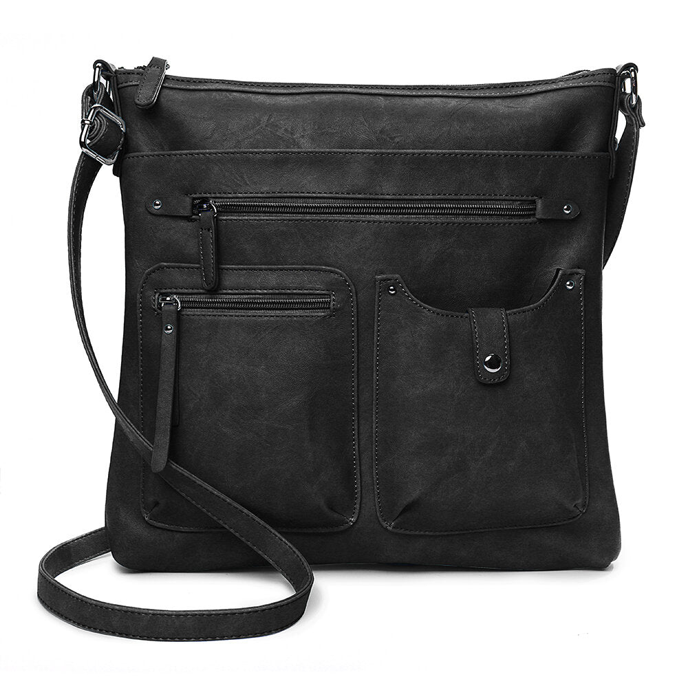 Women Faux Leather Multi-pocket Shoulder Bag Crossbody Handbag Large Capacity
