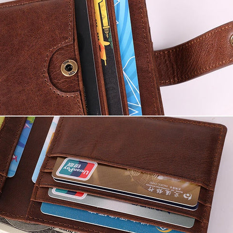 RFID Antimagnetic Genuine Leather 12 Card Slots Wallet Card Holder For Men