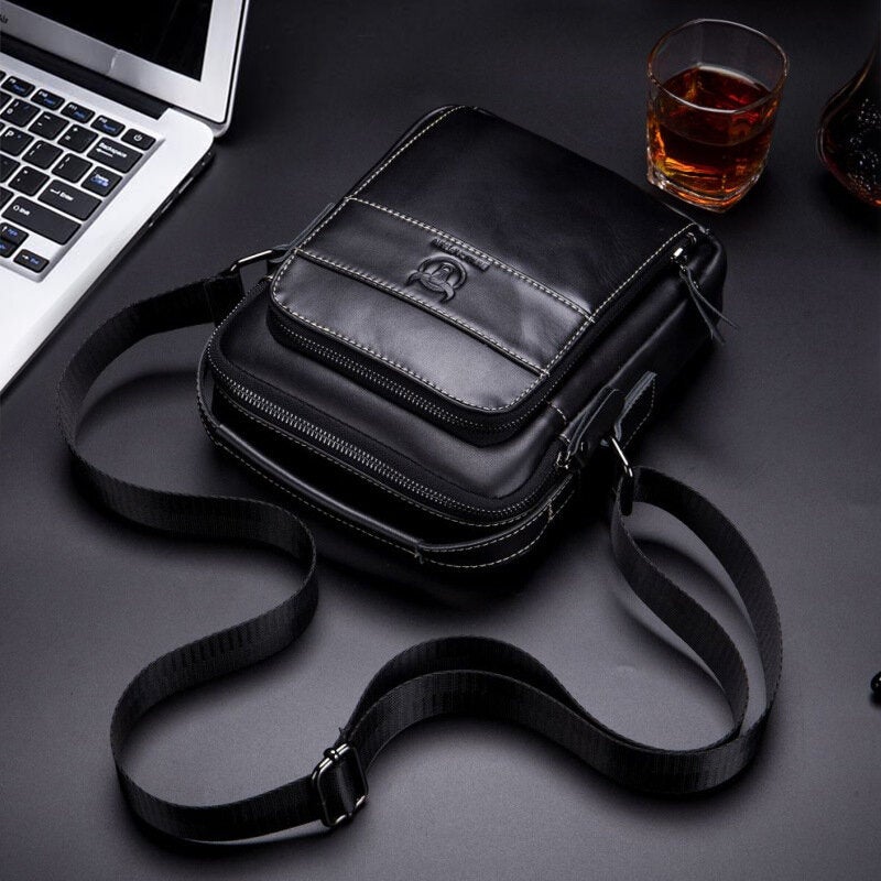 Men Genuine Leather Multi-pocket Casual Crossbody Bag Shoulder