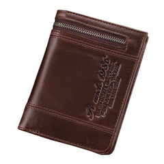 Men Genuine Leather Short RFID Anti-theft Large Capacity Multi-card Slot Card Holder Coin Purse Wallet Money Clip