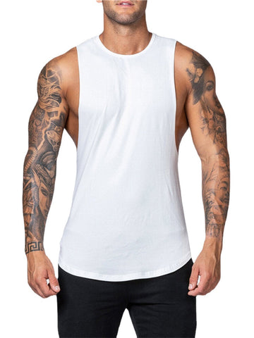 5 Colors Cotton Breathable Solid Color Men Sleeveless Fitness Workout Tank Tops