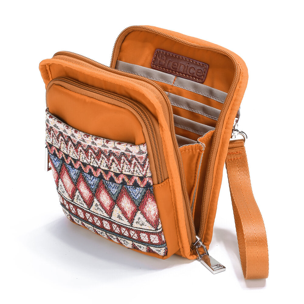 Women National Canvas Shoulder Bag Bohemian Card Holder Mini Sling Crossbody