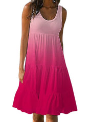 Women's Gradient Color Sleeveless Crew Neck Casual Loose Dress