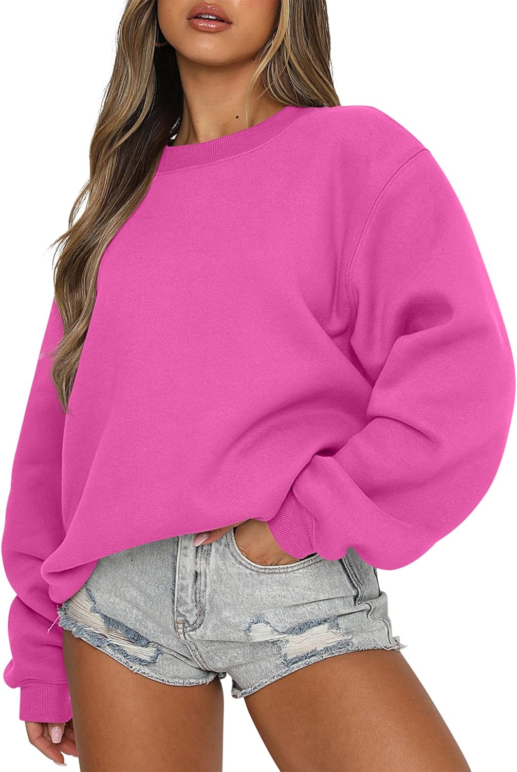 Y2K Oversized Crewneck Sweatshirt - Women's Teen Girls Fleece Pullover Sweater Top