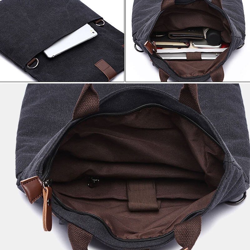 Men Canvas Anti-theft Water-Resistant Vintage Messenger Bag Shoulder Crossbody Handbag