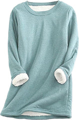 Women's Sherpa-Lined Fleece Sweatshirt - Cozy Crewneck Pullover for Lounge & Sport