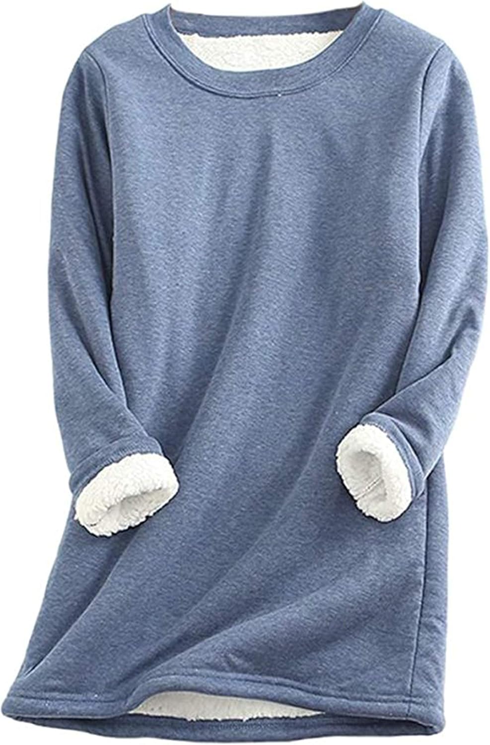 Women's Sherpa-Lined Fleece Sweatshirt - Cozy Crewneck Pullover for Lounge & Sport