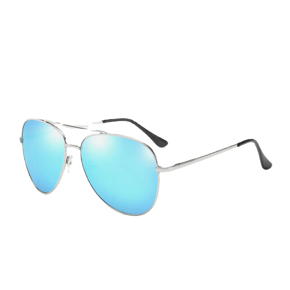 Men Metal Full Frame Narrow Sides Double Bridge UV Protection Sunglasses