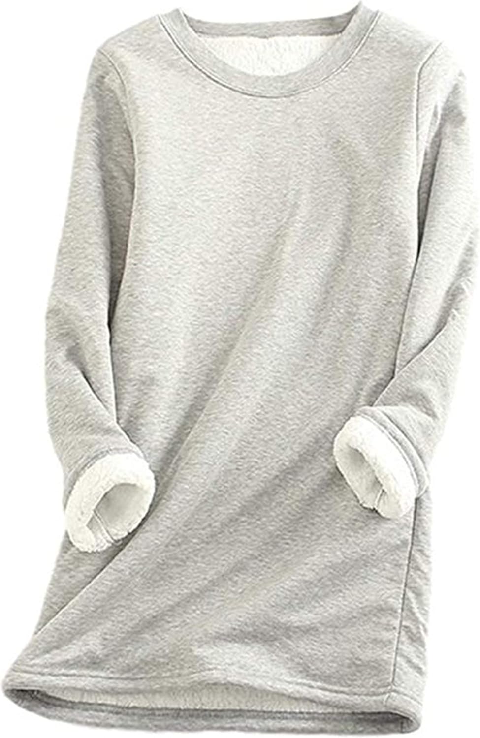 Women's Sherpa-Lined Fleece Sweatshirt - Cozy Crewneck Pullover for Lounge & Sport