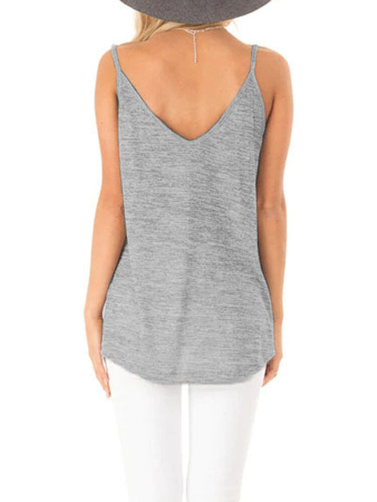 Casual V-neck Sleeveless Straps Camisole Tank Tops