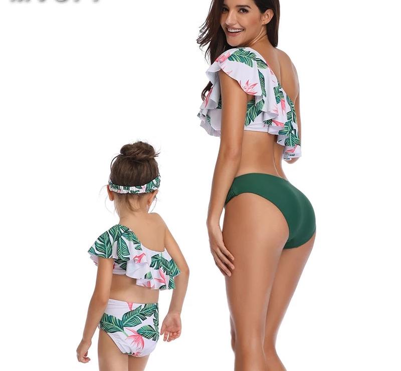 Floral Printed Clothes For Mother Daughter And Swimwear Bikini