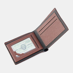 Men Vintage RFID Antimagnetic Faux Fur Patchwork Money Clips Multi-card Slots Wallet