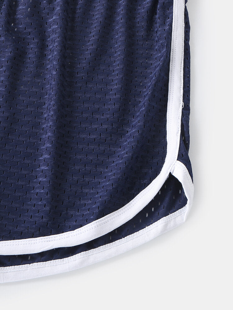 Mens Mesh Solid Color Breathable Thin Boyshorts Ice Silk Arrow Boxers Briefs