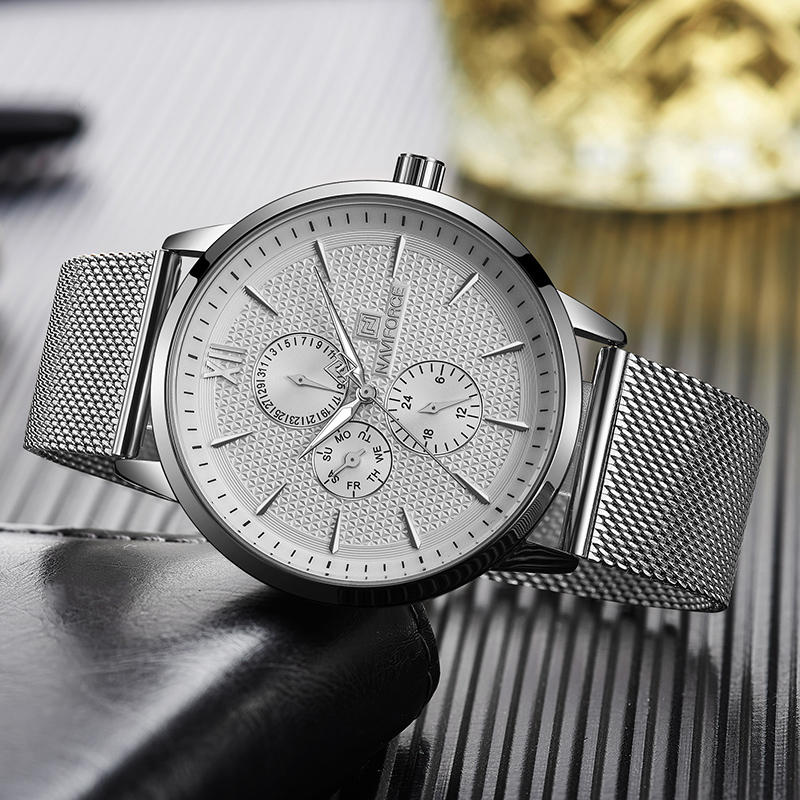 Waterproof Working Little Dials Men Watch Business Style Full Steel Quartz Watch