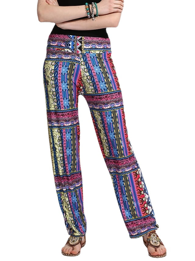 Women's Sporty Athleisure Yoga Stretchy Print Wide Leg Pants