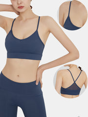 Women Wireless Solid Color Quick Dry Beauty Back Criss-Cross Sport Yoga Bra