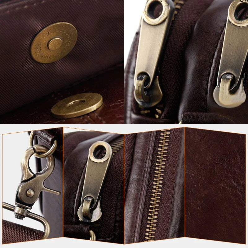 Men's Genuine Leather Retro Multi-Function Shoulder & Waist Bag