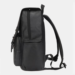 Men Double Front Pocket Flap-Over Hasp Backpack Vintage Large Capacity Wear-resistant 14 Inch Laptop Bag