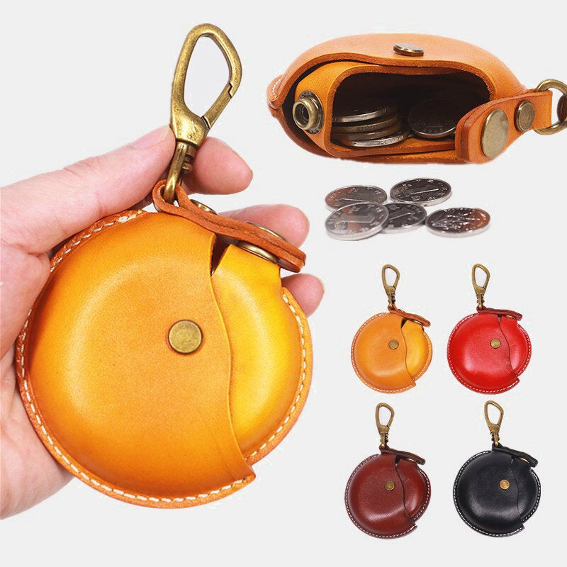 Unisex Genuine Leather Round Shape Creative Casual Coin Bag Storage Wallet