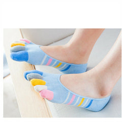 Women Ladies Five-toes Colorful Boat Sock Breathable Anti Skid Invisibility Socks Comfortable