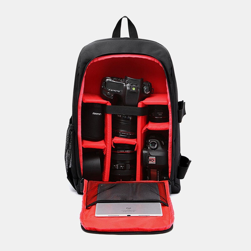 Men Nylon Waterproof Solid Color Large Capacity Camera Equipment Laptop Camera Bag Backpack