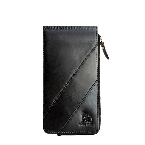 Men Women RFID Wallet Genuine Leather Long Purse 12 Slots Card Holder Zipper Phone Wallet