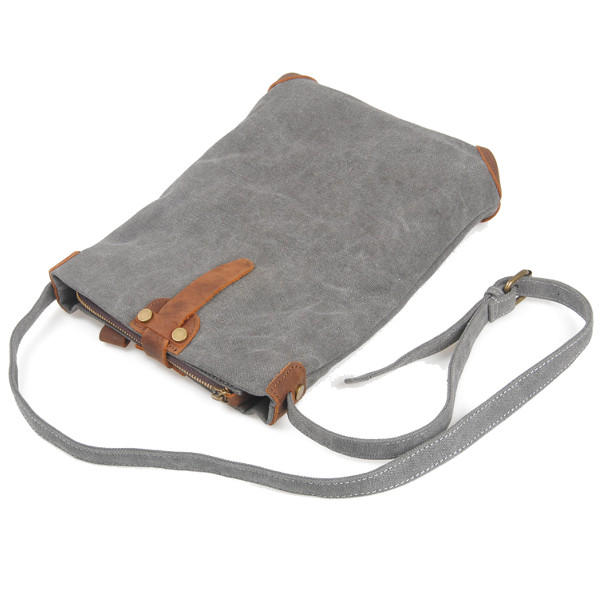 Retro Canvas Genuine Leather Messenger Bags Casual Shoulder Bags Crossbody Bags
