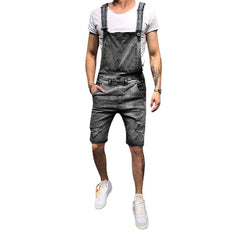 Men Slim Fit Denim Short Casual Jumpsuit