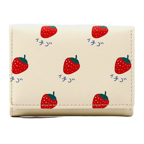 Women 7 Card Slots Trifold Fruit Printed Wallet