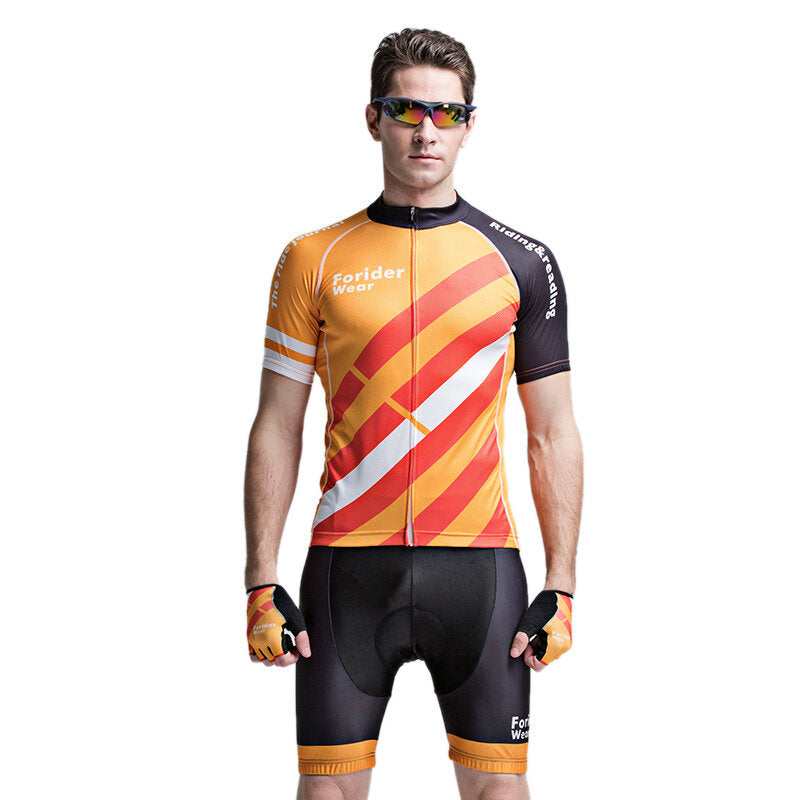 Mens Cycling Short Sleeve Suits Bicycle Shorts Sports Jersey Quick Dry Breathable Wicking Summer