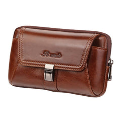 Men Genuine Leather Large Capacity Retro 6.3 Inch Phone Bag Waist Multifunction Horizontal Belt