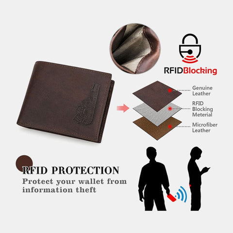 Men Retro RFID Anti-magnetic 8 Card Slot Card Case Multifunction Short Bifold Cowhide Wallets Money Clip