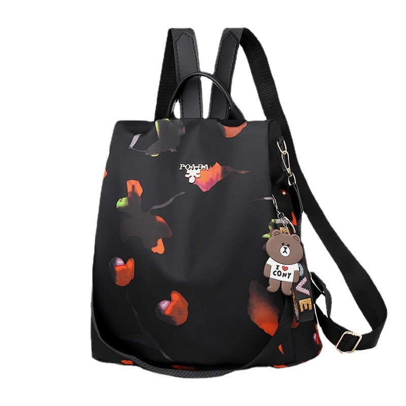 Women Printed Nylon Anti-theft Backpack Shoulder Bag