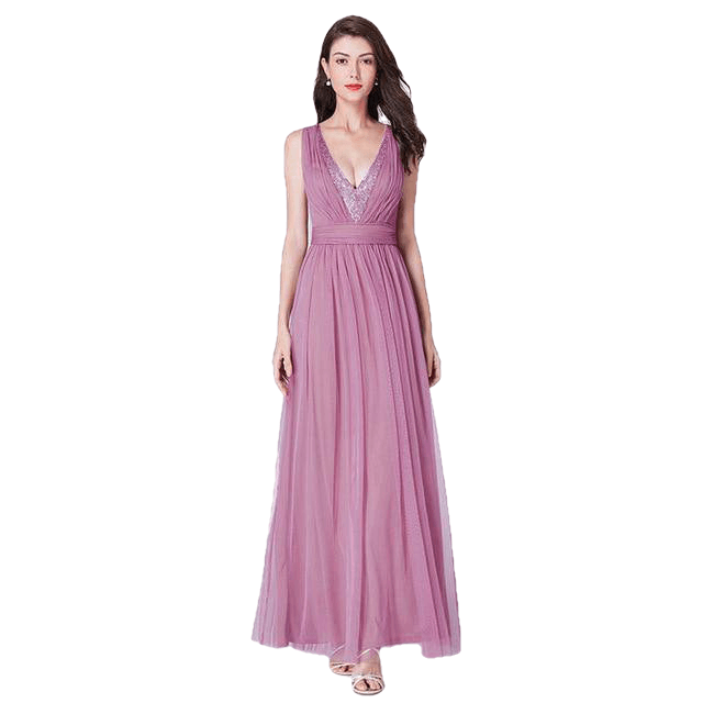 Elegant A Line V Neck Tulle Wedding Party Gowns - Sheseelady