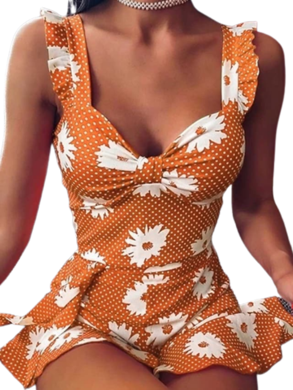 Women's Strap Sleeveless Floral Print Cold Shoulder Dress