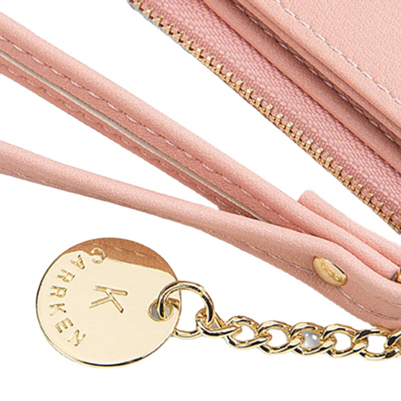 Women PU Leather Thin Solid Color Bifold Long Purse Card Holder Wallet