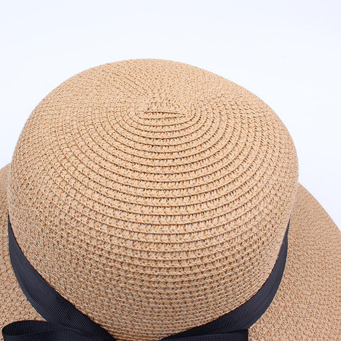 Women Summer Foldable Travel Beach Fisherman Hat Outdoor Sunscreen Straw Hat