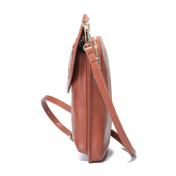 Bohemian Style Retro Canvas Floral Printing Women Phone Bag Shoulder Crossbody