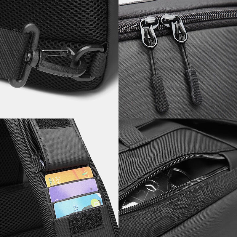 Men Oxford USB Charging Multi-pocket 3 Card Slots Waterproof Outdoor Crossbody Bag Chest Sling