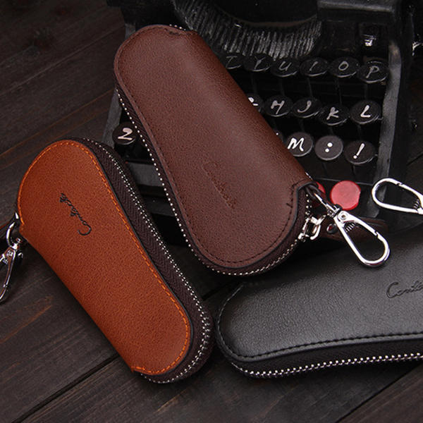 Men Genuine Leather Vintage Outdoor Casual Key Bag