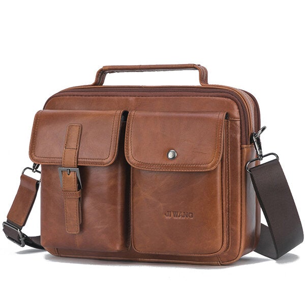 Men Genuine Leather Casual Large Capacity Handbag Crossbody Bag