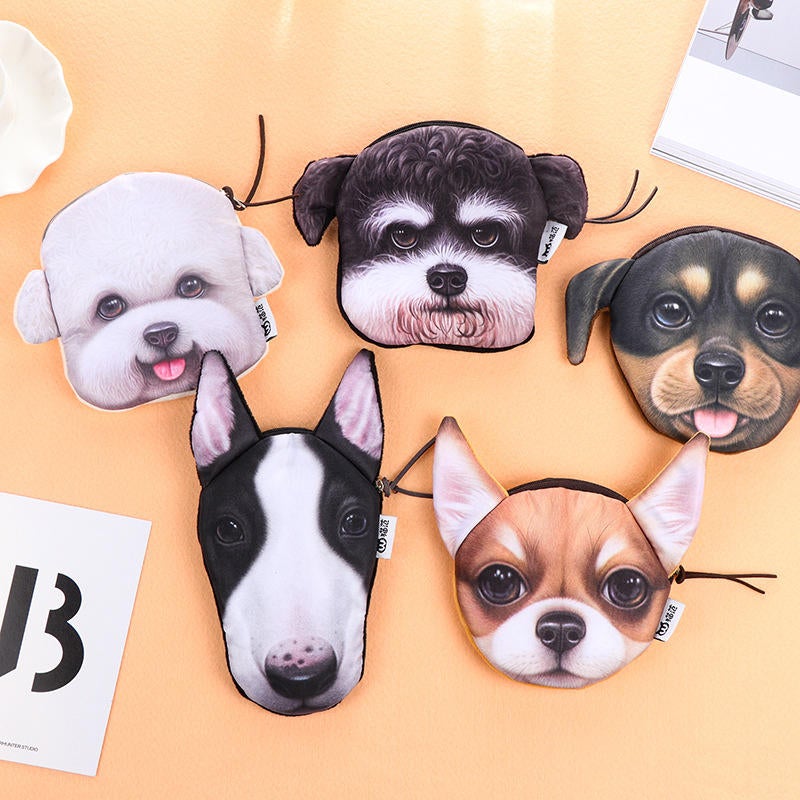 cartoon cute dog coin bag plush card holder key purse