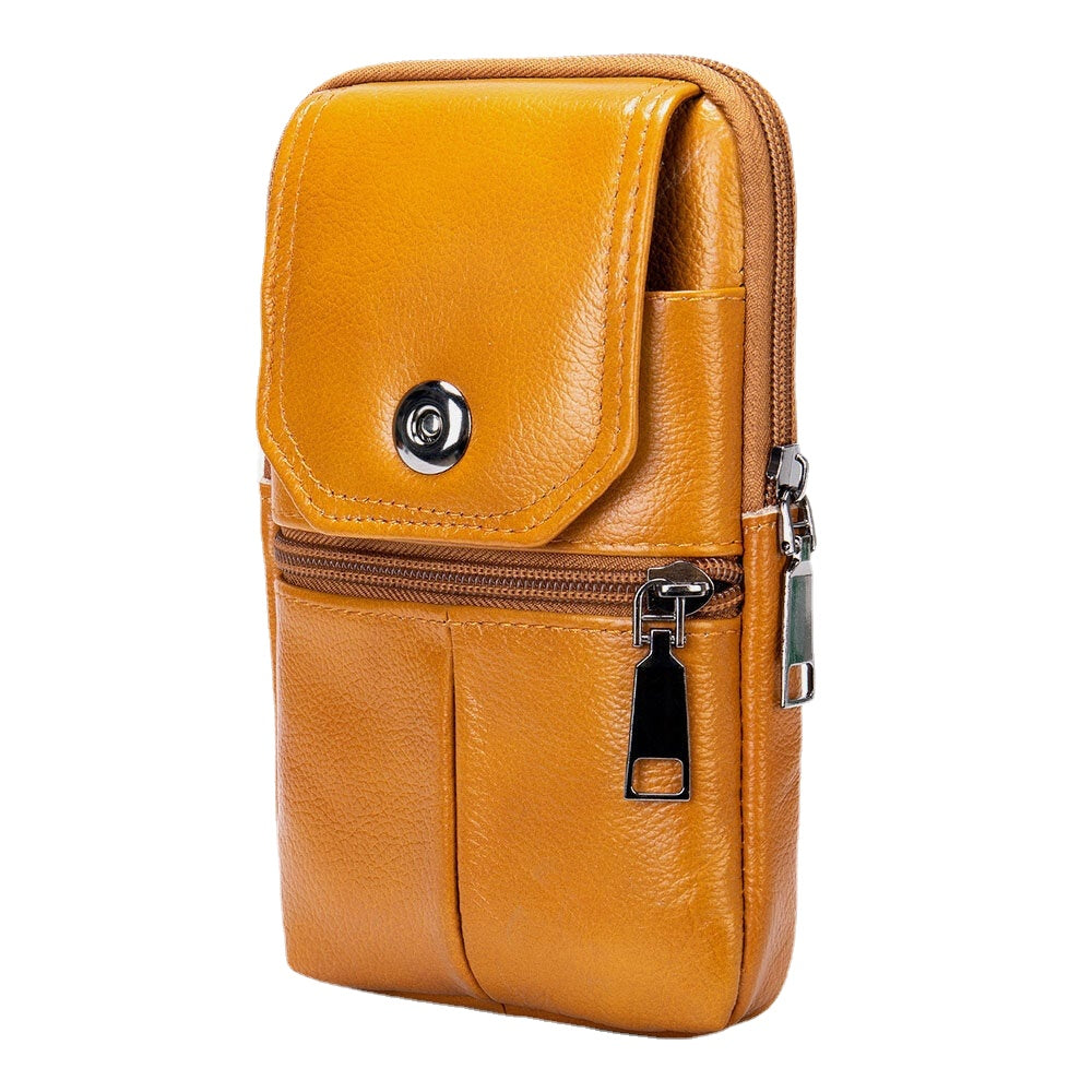 Men Genuine Leather Multifunctional Vintage 6.3 Inch Phone Bag Card Case Cowhide Waist