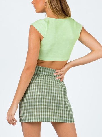 Plaid Print Side Split Zipper Fashion Wild Mini Skirts