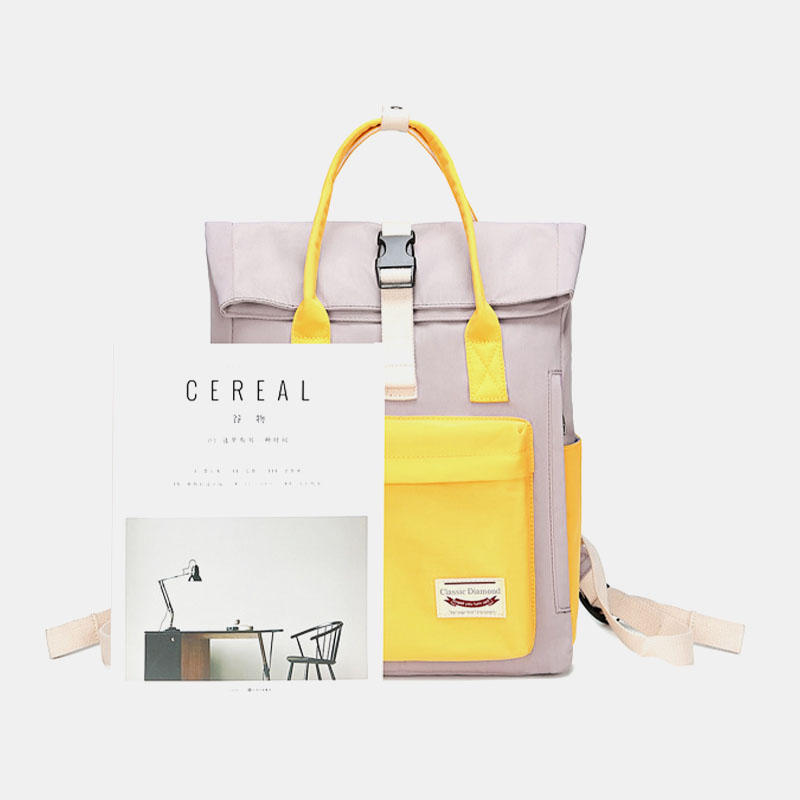 Women Fashion Canvas Casual Patchwork Waterproof Light Weight Backpack