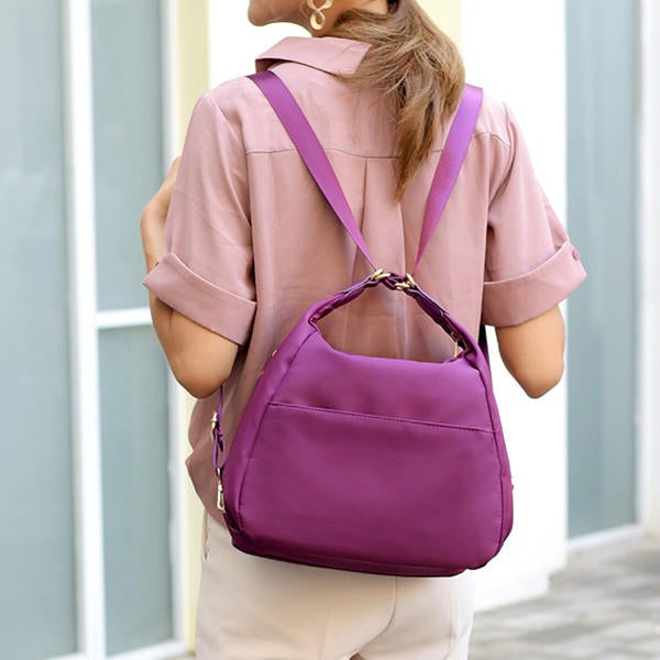 Women Multifunctional Waterproof Multi-Pocket Nylon Backpack Shoulder Handbag Travel Bag