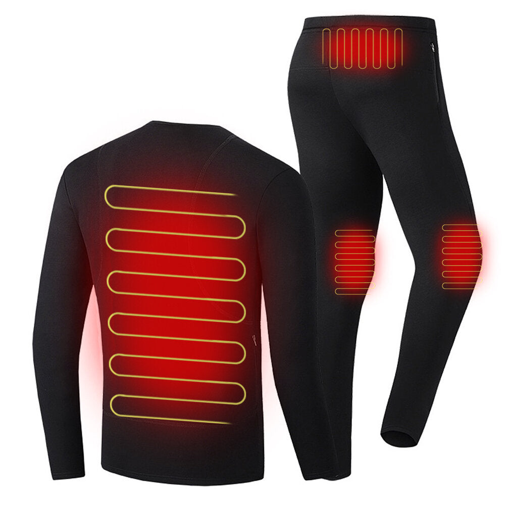 Electric Heated Underclothes Set for Men & Women Shirt + Trousers Velvet Lined Thermal Winter Clothing